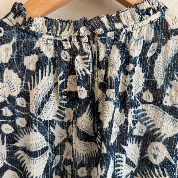 Ulla Johnson Navy and Cream Textured Dress With Metallic Details Size 6 - Picture 8 of 11